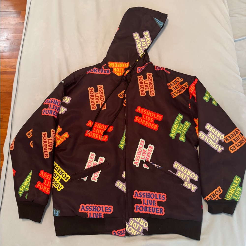 Assholes Live Forever Womens multicolor logo puffer jacket MEDIUM